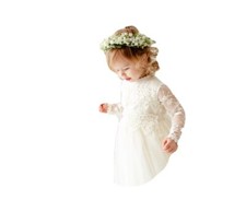 toddler girls Ivory floral tulle dress. for Christening, Wedding, Easter