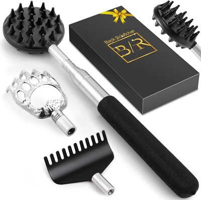 Telescoping Back Scratcher with 4Pcs Detachable Scratching Heads