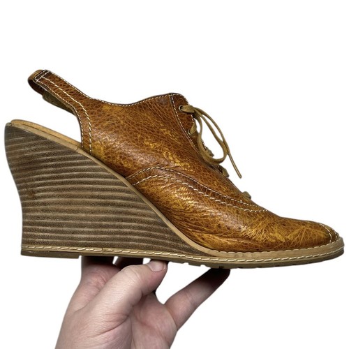 Timberland Earthkeepers US Size 9 Brown Leather Peep Toe Sling Back Wedge Heels - Picture 16 of 17