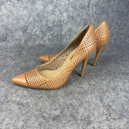 BCBGeneration Tan Camel Laser Cut Heels Pointed Toe Women Sz 7M
