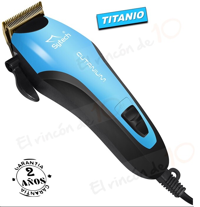 CORTA PELO ELECTRICO PRO, CUCHILLAS TITANIO, 10W., 4 PEINES, AZUL (SYTECH)