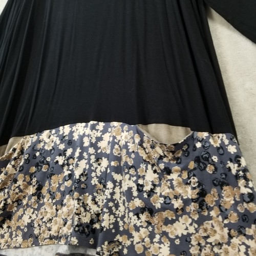 Logo Lori Goldstein 3X Black Floral Pockets Flowy Lagenlook Curve Friendly Tunic - Picture 2 of 8