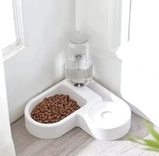 Dog Pet Feeder Automatic Drinking Water Corner Cat Large Bowl Double Dispenser