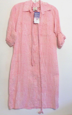 NWT! THREE ISLANDS COTTON BATIK SHIRT DRESS-XS-PINK/WHITE-TAB SLEEVES-NICE!