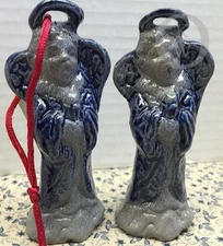 Lot of 2*Rowe Pottery*Salt Glazed*Angel Ornaments*Handmade*Primitive*16010Q
