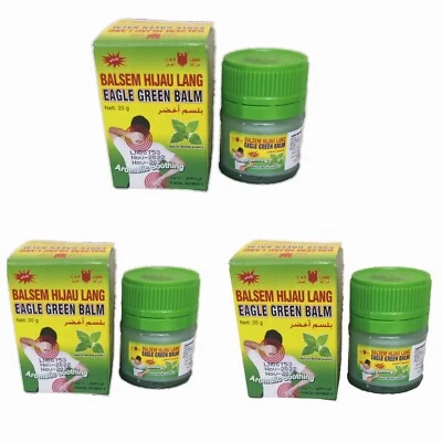 EAGLE GELEGA Gelega Balsem Hijau Lang Eagle GreenBalm Packof3X20G AromaticSoothing&PainRelief