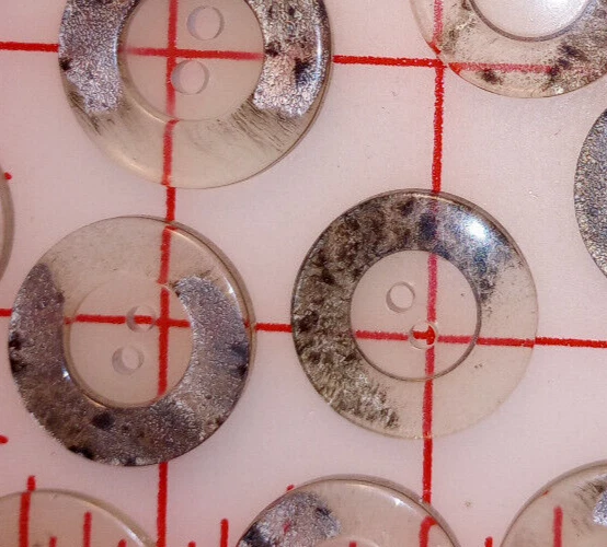 10 Vintage Italian MEDIUM 2 Hole Button Faux Tortoise Gray Hint Silver 7/8" 22mm - Image 4 of 4