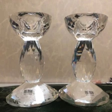 Oleg Cassini set of 2 Candle Holders Faceted Candlesticks 4.25" New