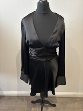 Zara Dress Black Long Sleeve Satin Size Small S BNWT BLOGGER FAVS
