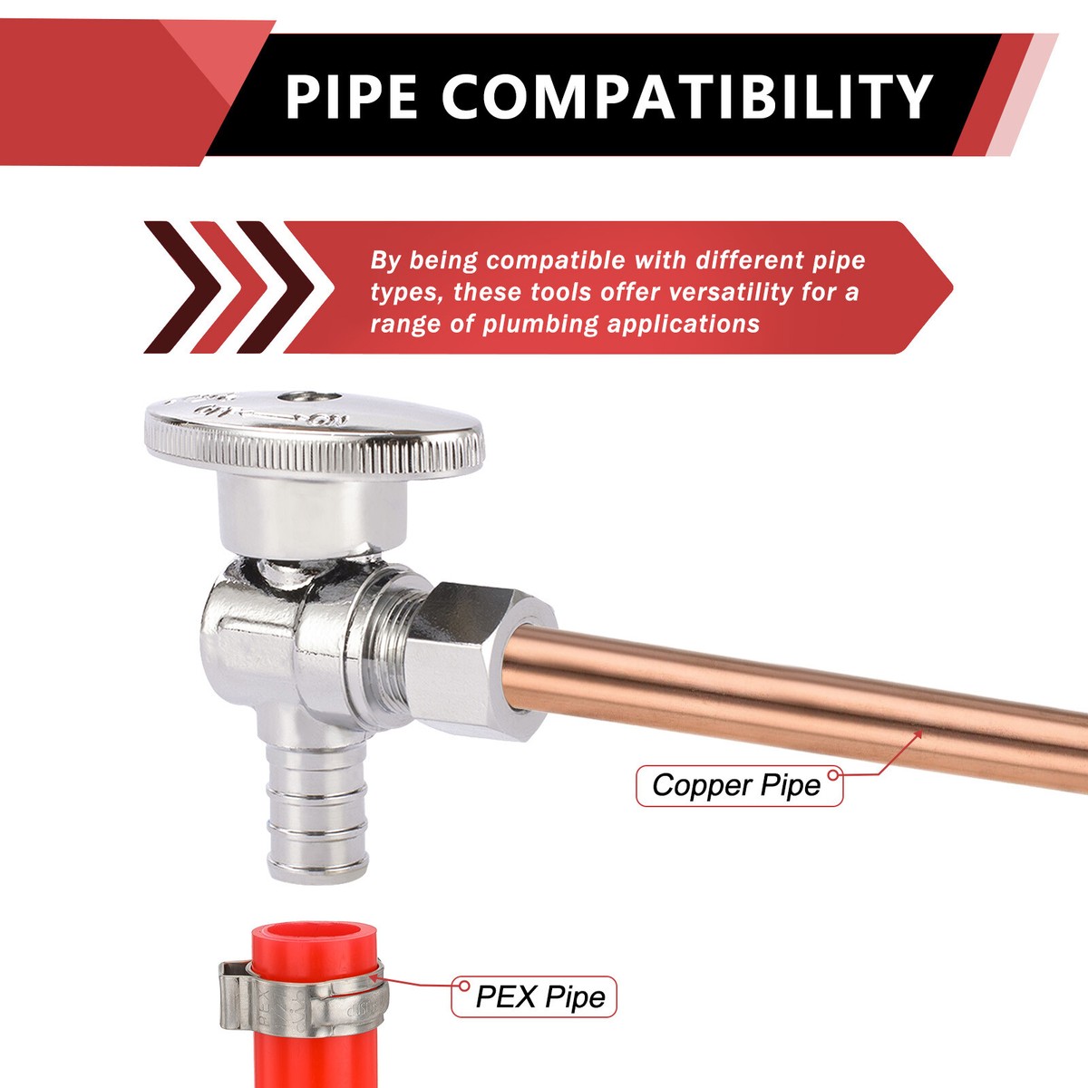 EFIELD 1/2" PEX Crimp X 3/8" OD Compression Angle Stop Valve - 1/4 Turn Lead-Free Brass Valve For Plumbing