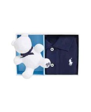 NWT RALPH LAUREN Baby boys girls Cotton Mesh Polo Shirt and Bear Gift Box Set
