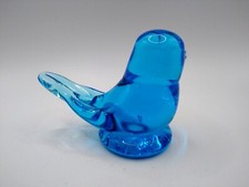 Glass Blue Bird Of Happiness Leo Ward signed 1994