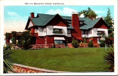 Vintage Postcard Beautiful Residential Home Los AngelesCalifornia CA        1538