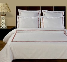 Super Soft Amy Embroidered Wash Cotton Sateen Hotel Stitch Duvet Cover 4 Shams