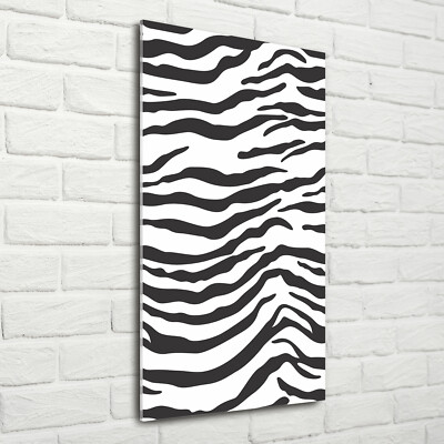 Wand-Bild Kunstdruck aus Hart-Glas Hochformat 70x140 Zebra-Streifen