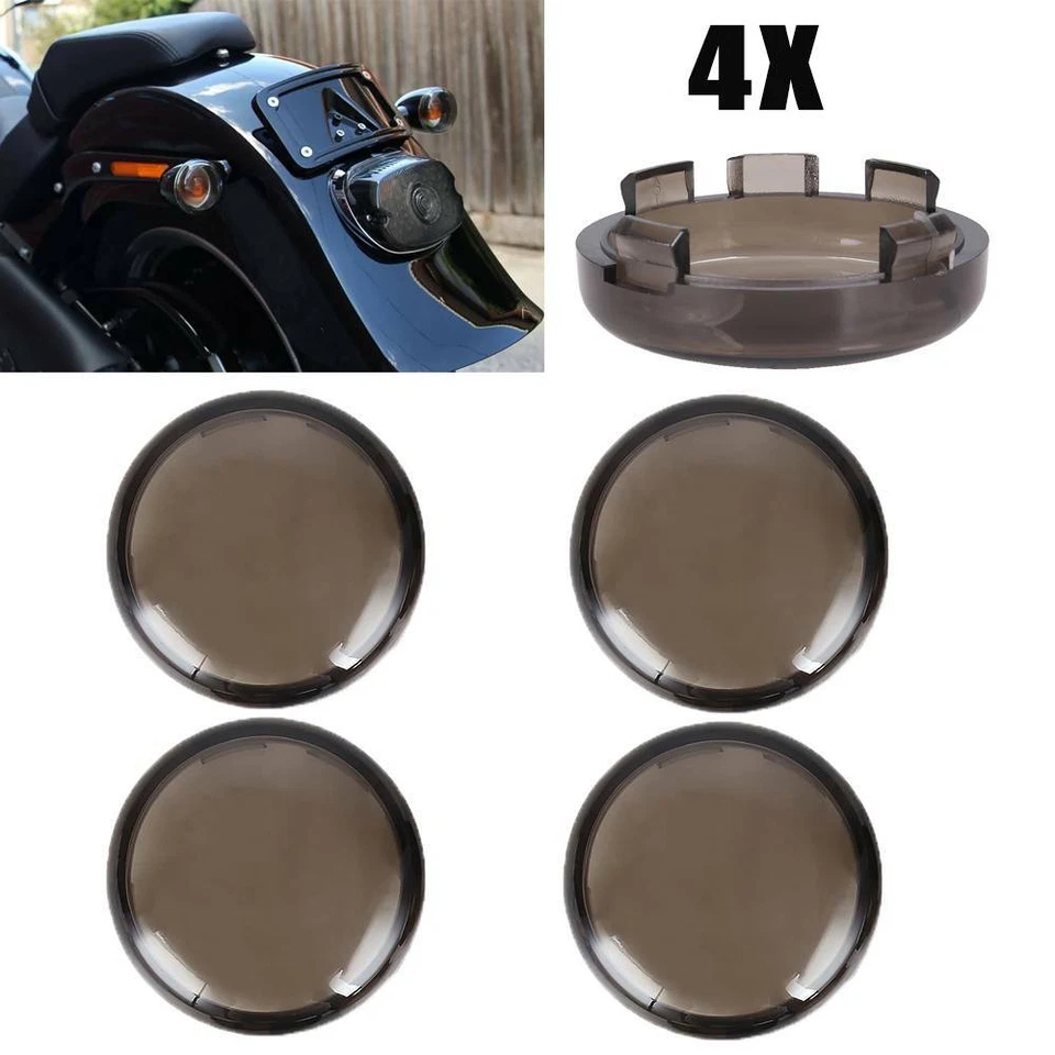 Cubiertas de lente de humo con luz de señal de giro ahumada 4 piezas para Harley Sportster Glide Dyna Foto 4 de 4