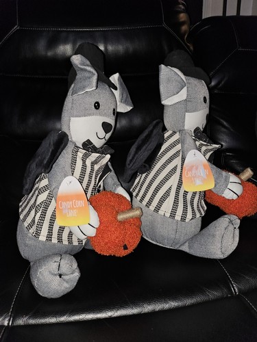 2-Vintage Plüsch Candy Corn Lane 30 Zoll Halloween Hund Fledermaus hält einen Kürbis Neu mit Etikett - Bild 3 von 13