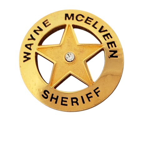 Vintage Wayne McElveen Sheriff Star Lapel Pin – Gold Tone Law Enforcement