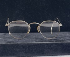 Antique Vintage Eyeglass Frames Spectacles Wire Silver Rimmed Round Glasses