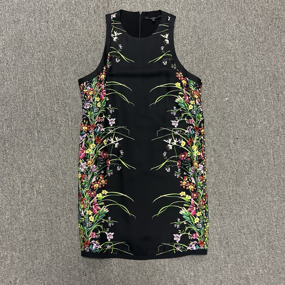 GUCCI Womens Mini Dress Size 46 Black Flora Floral Silk Sleeveless