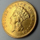 1886 U.S. $3 Three Dollar Indian Princess Gold Coin XF Condition RARE