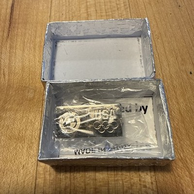BMW USA Olympics Silver Tone Pinback Pin Silver Tone
