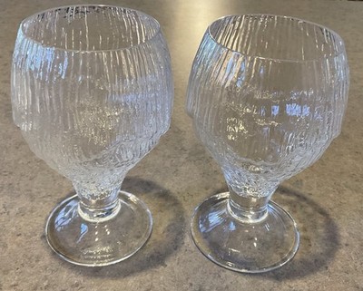 ROSENTHAL :: Set/2 HTF Studio Linie 6 1/4  GLASS GOBLETS Striated FREYER GERMANY