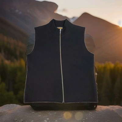 Vintage Woolrich Women's Size XL Black Full Zip 100 Wool Vest