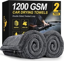 2-Pack 1200 GSM Car Drying Towels, - 36"x24" Ultra-Absorbent Microfiber