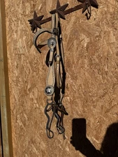 USED WESTERN BRIDLE FANCY BROWBAND LIGHT OIL STAR HEADSTALL CURB BIT