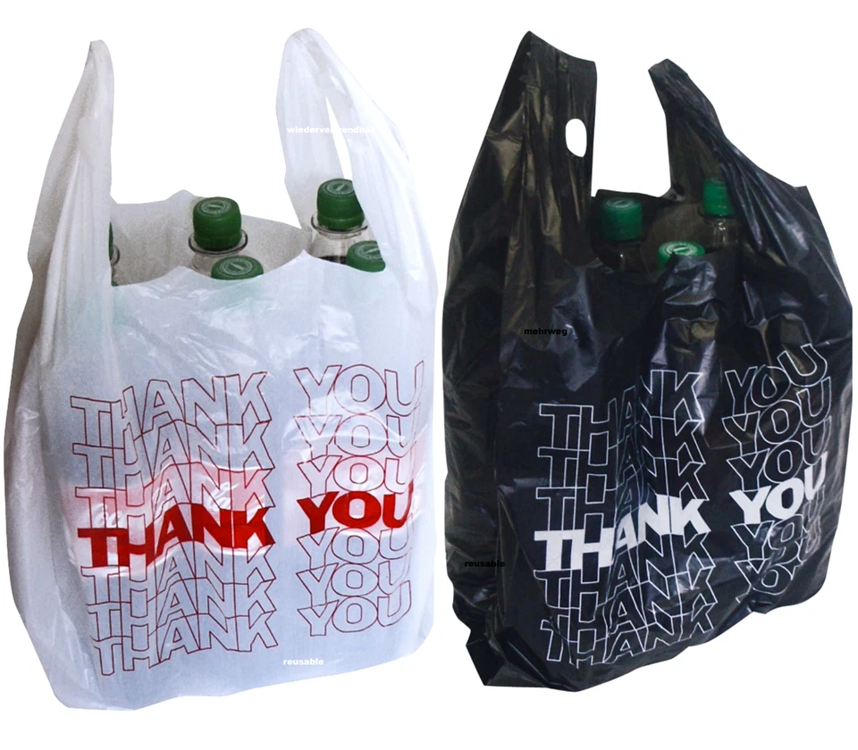Extra Stabile Thank You Tragetaschen Wiederverwendbar Tüten für Markt reusable - Bild 1 von 1
