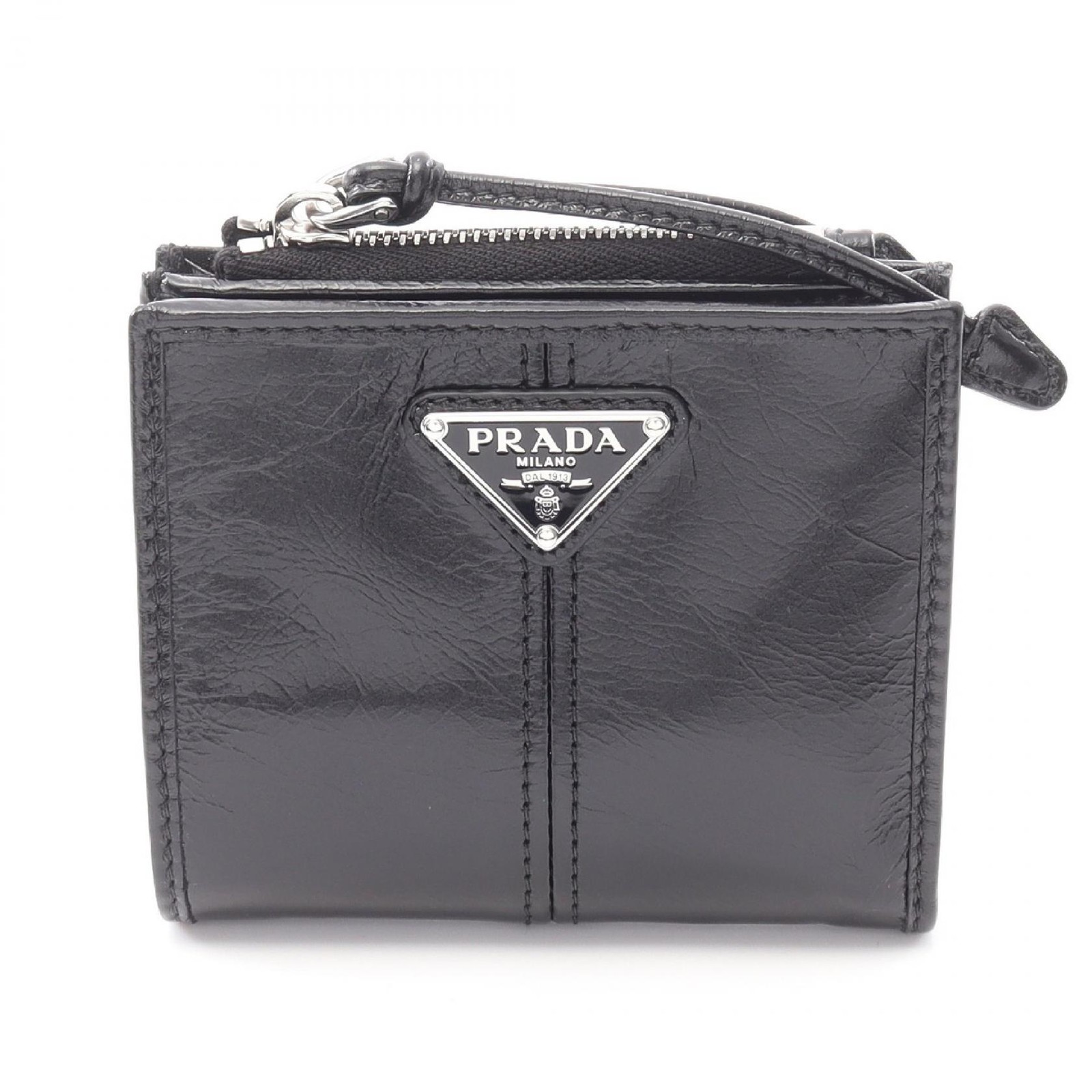 PRADA SOFT LUX Bi-fold Leather Wallet in Black - Unisex Style 2ML0492CX7F0002