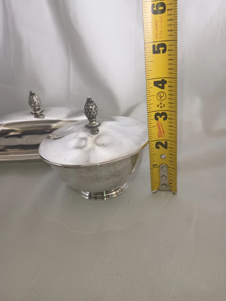 Plato de azúcar y mantequilla Oneida Paul Revere Reproductions Silver Smiths Foto 3 de 4