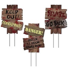 Halloween Decorations Outdoor Beware Yard Signs, 3 Pieces 17" x 13" Large Siz...
