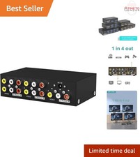 4 Way RCA Splitter Audio Video Distribution 1 In 4 Out for TV DVR