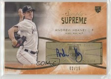 2014 Topps Supreme Simply Orange 2/15 Andrew Heaney #SSU-AH Auto 7rd