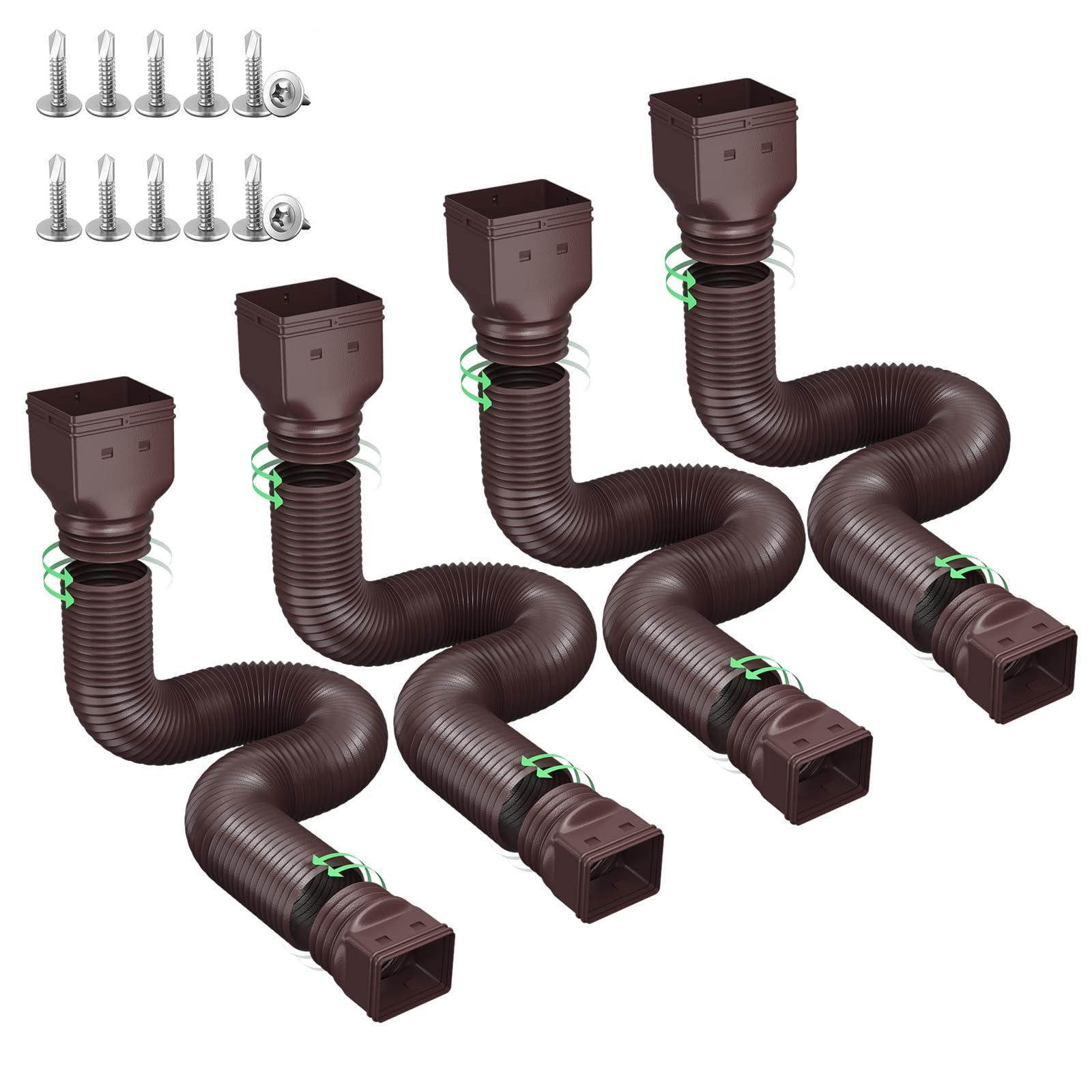 Ogutter Rain Gutter Downspout Extensions, Extender 4 Pack, Brown 