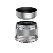 Olympus M.ZUIKO Digital ED 25mm f/1.8 – Silver – con paraluce