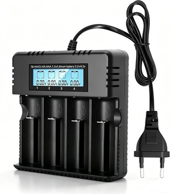 Intelligentes LCD-Display Li-Ion-Akkuladegerät mit 4 Steckplätzen, Schnellladung