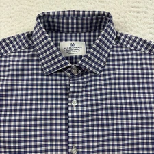 Mizzen & Main Shirt Men’s Small Blue White Check Trim Fit Preppy Stretch School