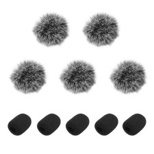 Microphone Cover Mini Furry Windscreen Foam Mic Sponge 8mm with White Black C...