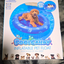 PoolCandy Inflatable Pet Float Blue Dog Pool Float 100 lb Max 53 x 35 in