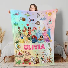 Personalized Disney Princess Girl Room Fleece Blanket Gift For Friends 3