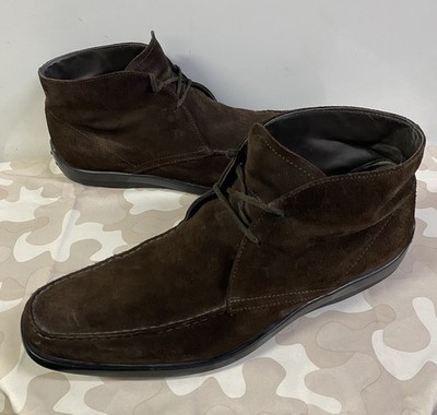 Tod s Men s Brown Suede Chukka Boots Moc Toe Driving Shoes Italy Size 12 Black