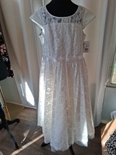 Girl's David's Bridal Ivory Lace Flower Girl Dress Size: 14 NEW WITH TAGS