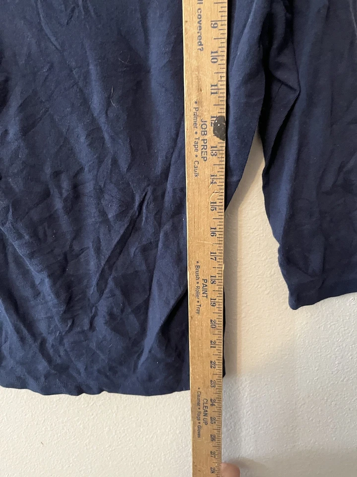 Camiseta New York & Company Azul Manga 3/4 Cuello Redondo Texturizada Mediana Informal Top Foto 4 de 4