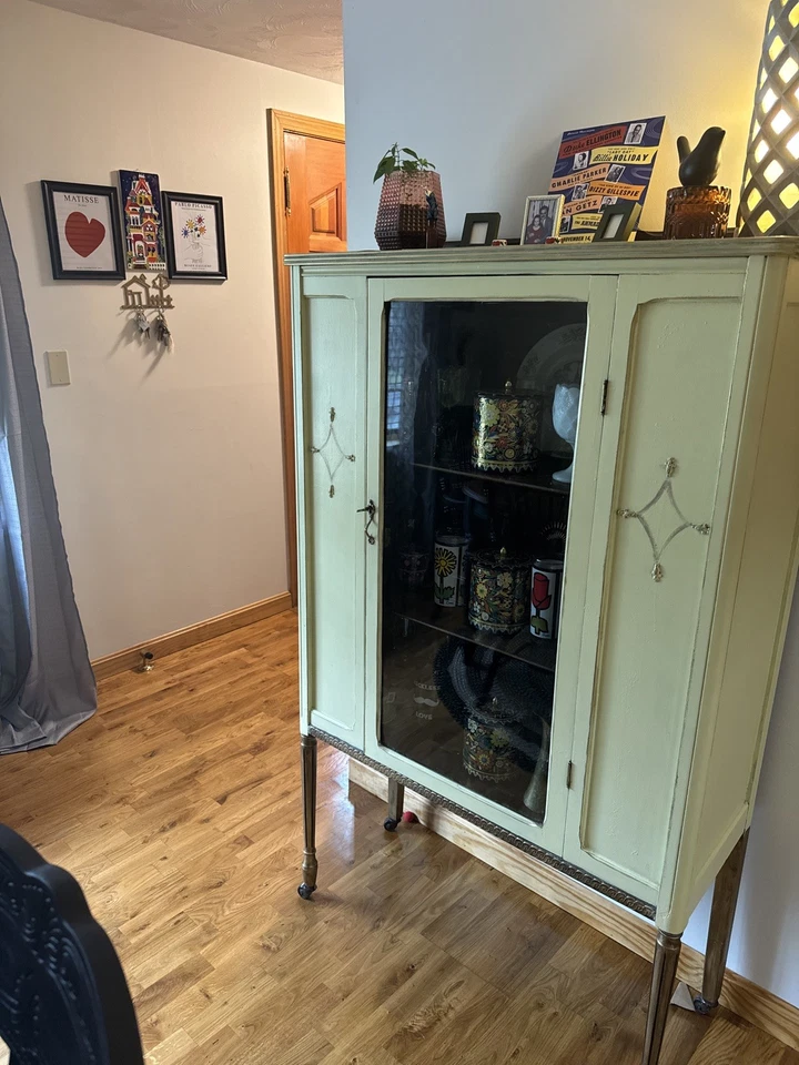 Vinheta de armário de porcelana antiga - Francesa genuína pintada à mão com Ormolu - Imagem 2 de 4