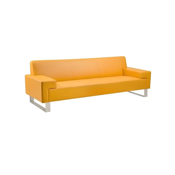 Oranger 3-Sitzer Polster Sofa Leder Couch Dreisitzer Wohnzimmer Sofa-image