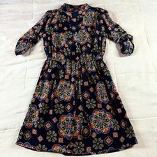 BeBop Multicolor Size S Mandala Floral Boho V-Neck Roll Tab Sleeve Mini Dress