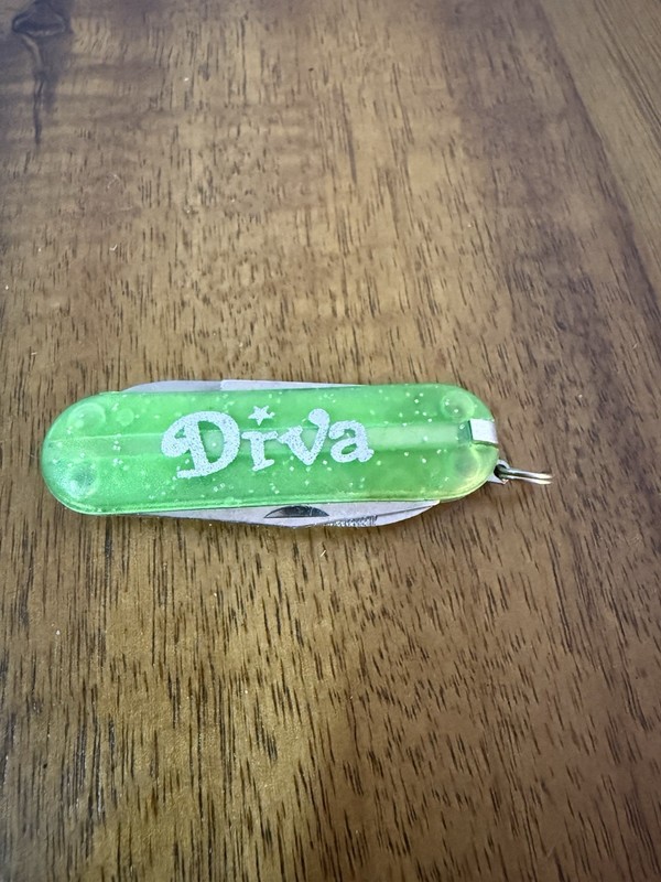 VTG Claire's Green Diva Pocket Knife Key Chain Tweezers Scissors
